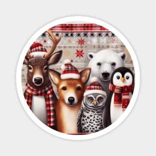 seasons greetings christmas plaid Magnet